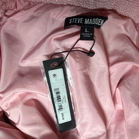 Steve Madden Paris Light Pink Tweed Collared Romper NWT LARGE - Picture 7 of 9